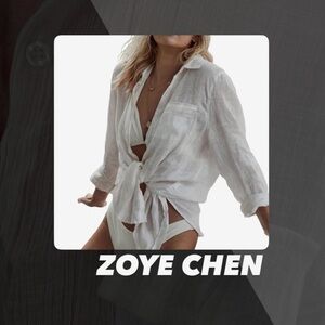 White Sheer Tie-Front Button-Up Shirt